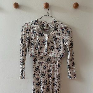 Vintage L.A. Gal pointelle midi dress and cardigan set